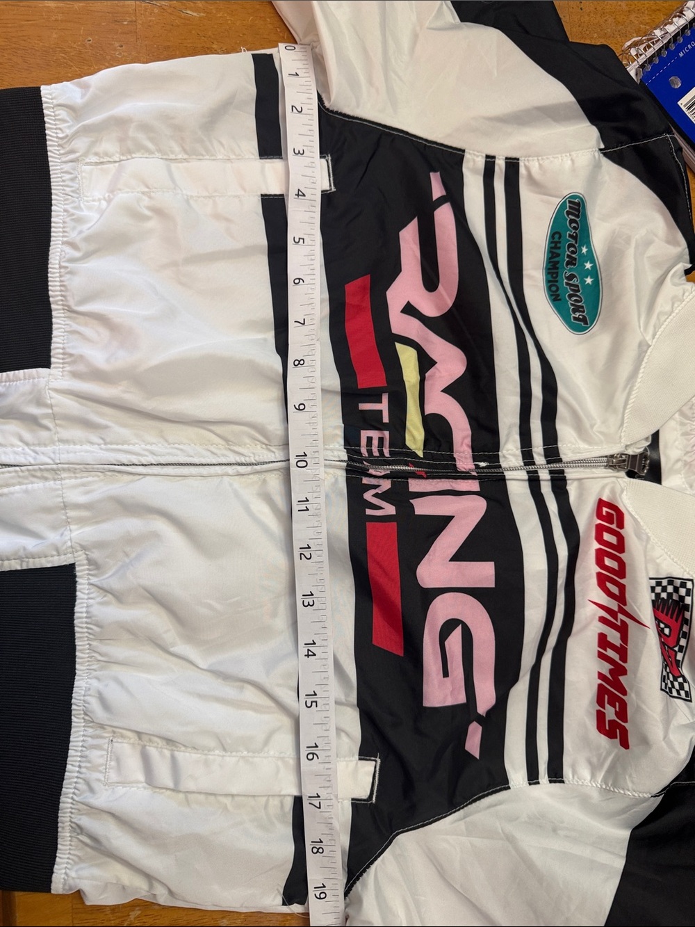 Girls White Racing Team Bomber Jacket - Picture 4 of 4